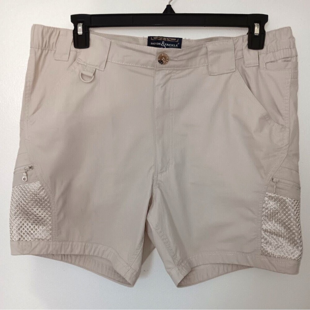 Hook & Tackle Fishing Cargo Shorts Men’s Beige Outdoor Hiking Size 38